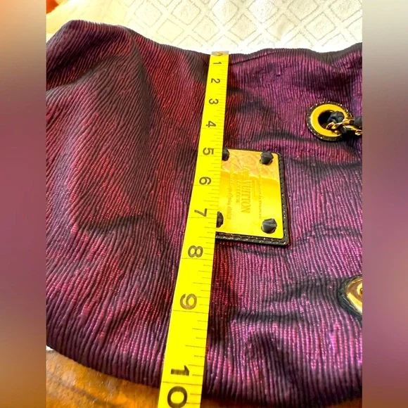 Louis Vuitton RARE Silk Purple Shoulder Bag with Metallic Gold Hardware - Picture 11 of 13